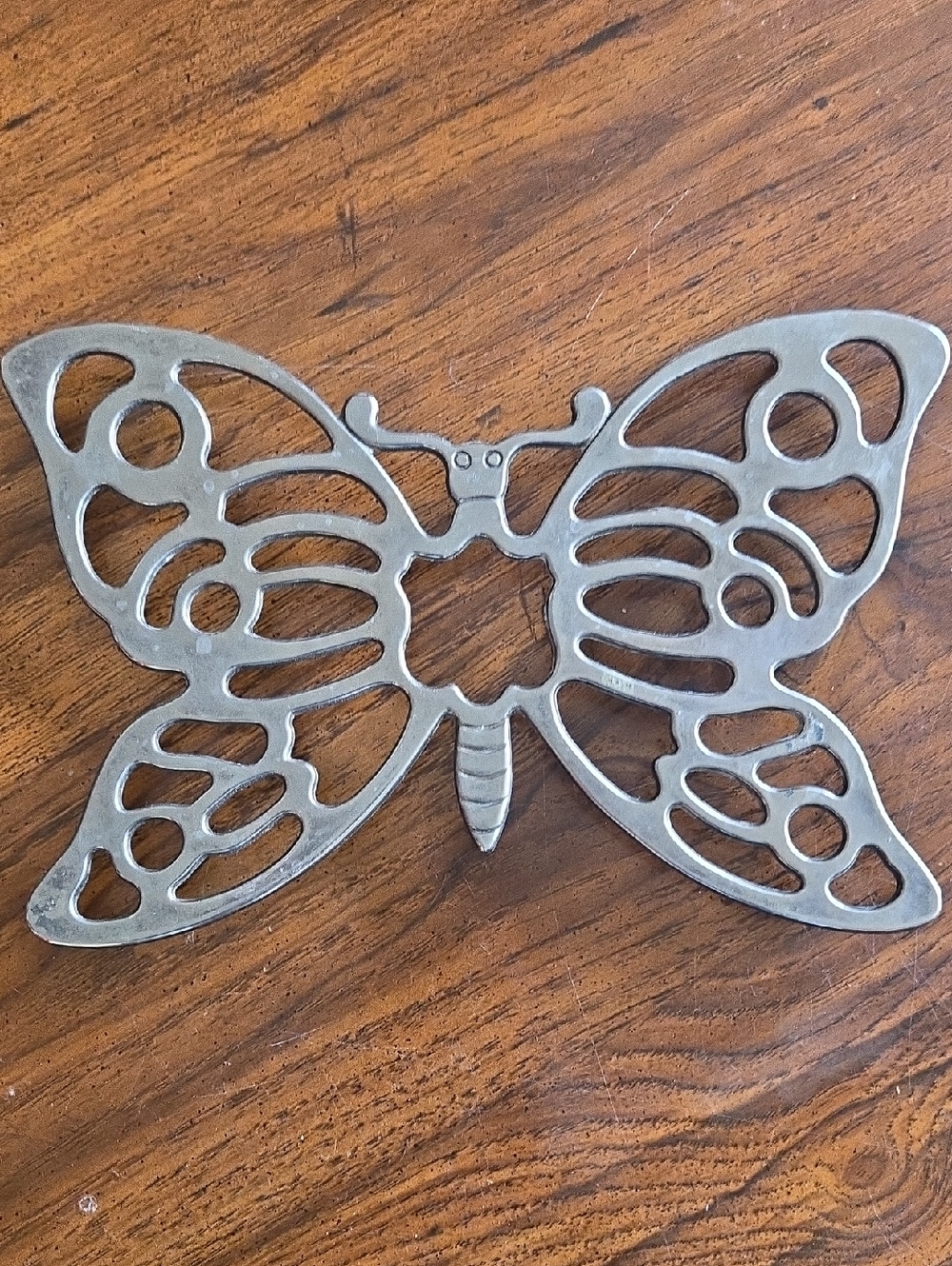 Silver Butterfly Metal Trivet - Decorative Serveware Vintage Italy Silverplate